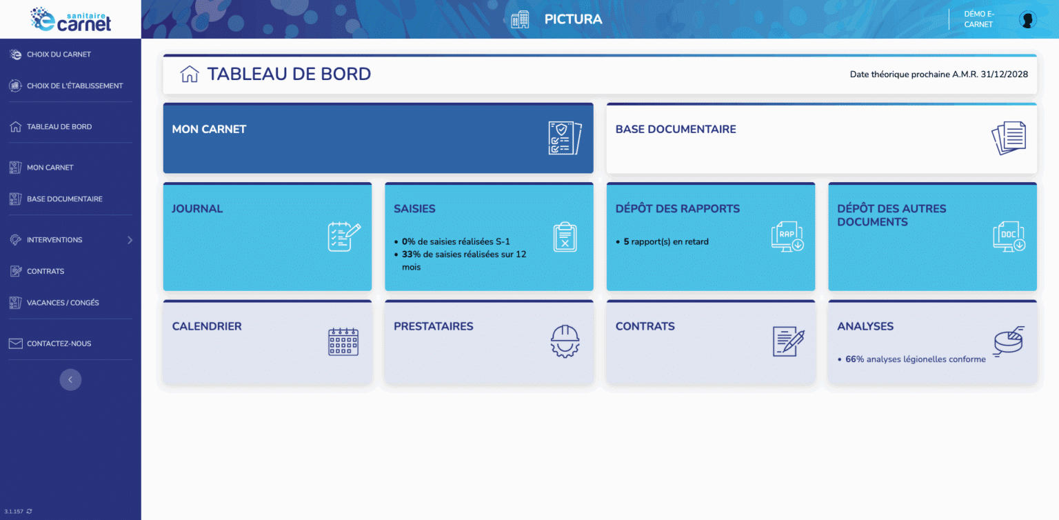 Sanitaire Dashboard Ecarnet v1